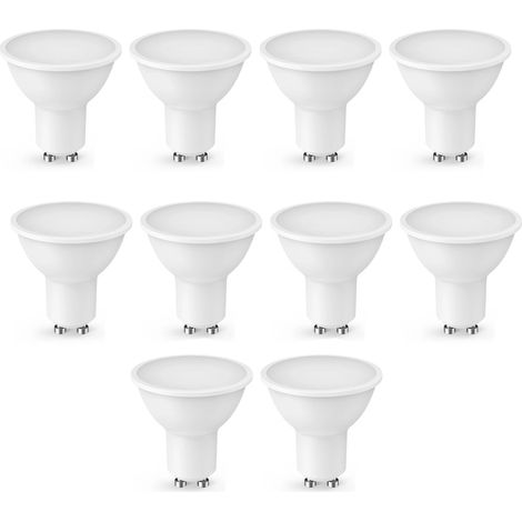 Ampoule LED GU10, lot de 10, 5 W (équivalent à une ampoule halogène de 50 W), blanc chaud 3000 K, 450 lm, lumineuse et agréable pour (1/5)