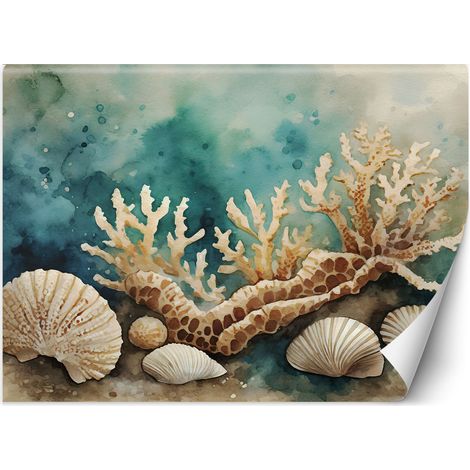Fototapete Muscheln und Seesterne türkis 100x70 cm (1/5)