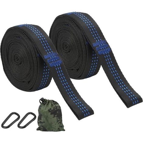 2 sangles pour hamac d'arbre - Sangles de suspension robustes avec 2 mousquetons en acier, adaptées aux activités de plein air et au camping. (1/5)