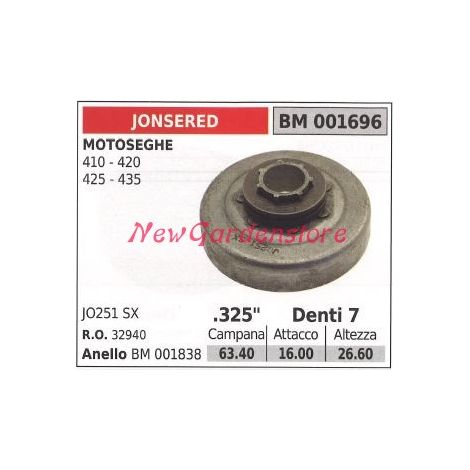 Pignone JONSERED motore motosega 410 420 425 435 .325' denti 7 001696