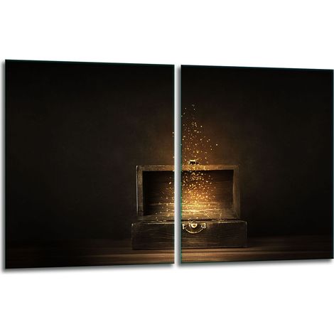 2 plaques de protection en verre pour cuisinière 40x52 noires (1/5)