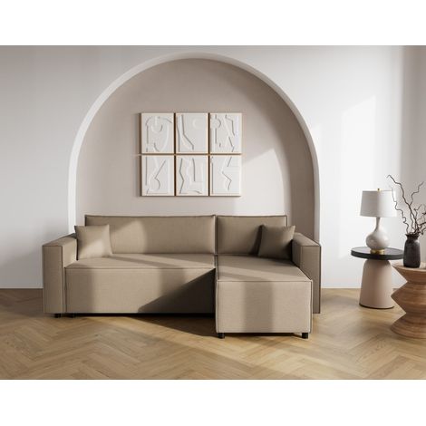 Jonas - canapé d'angle réversible 4 places convertible avec coffre en tissu texturé (1/5)