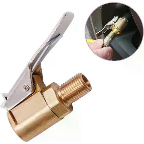 Pour pompe à air portable, pour pneus de voiture, ventouse, connecteur de valve, adaptateur à clip, laiton automobile-JXLGV (1/4)