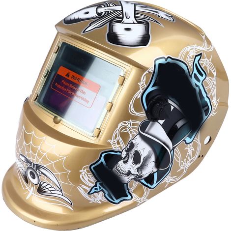 Casque de soudage à assombrissement automatique, grand écran de vision 93 x 43 mm, 2 capteurs réglables, alimentation solaire, jaune (1/5)