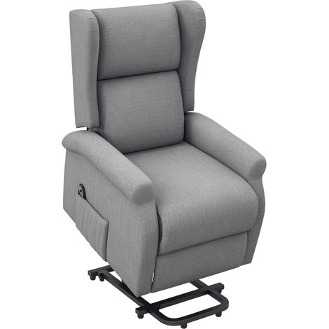 Electric Power Lift Recliner Armchair for Seniors with Remote,Fabric Upholstery,Extended Footrest,Side Pockets-Grey Living Room Chair
