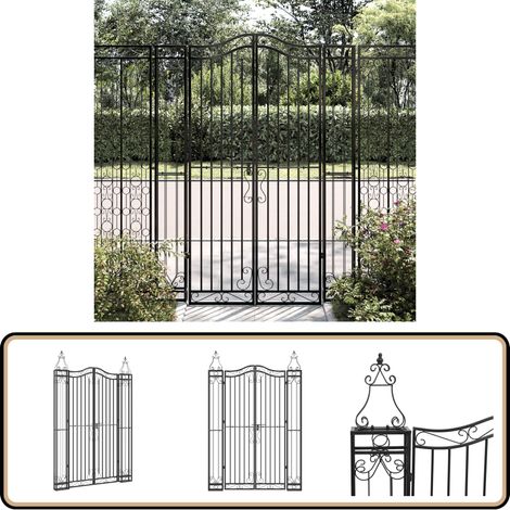 Portail de jardin noir 121x8x180 cm fer forgé - Portail De Jardin - Portail En Fer Forgé - Porte De Jardin - Clôture - Décoration Extérieur