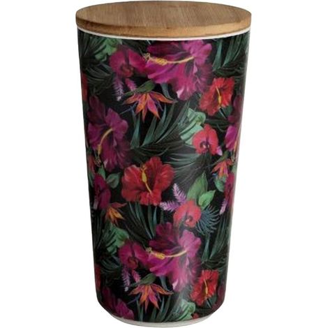 Pot en bambou - Fleurs d'Hibiscus 18.5 cm