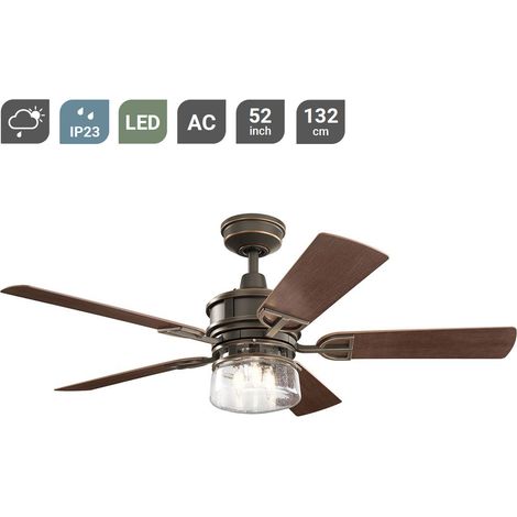 5 Flügel 132 cm Deckenventilator mit LED-Licht Olde Bronze Fernbedienung Ventilatore da soffitto a 5 pale da 132 cm con telecomando in bronzo antico con luce a LED (1/5)