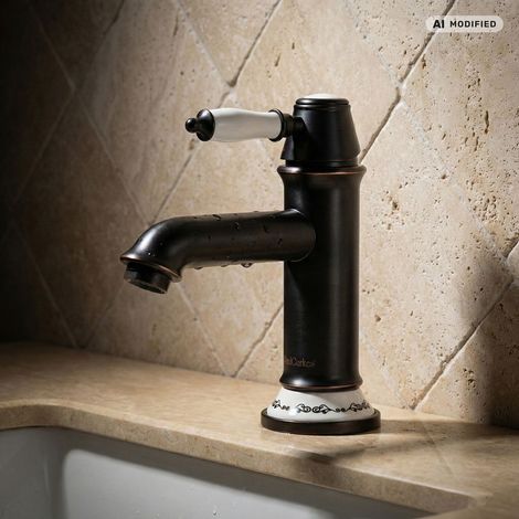 Robinet de lavabo PaulGurkes en noir rétro avec mélangeur monocommande (1/5)