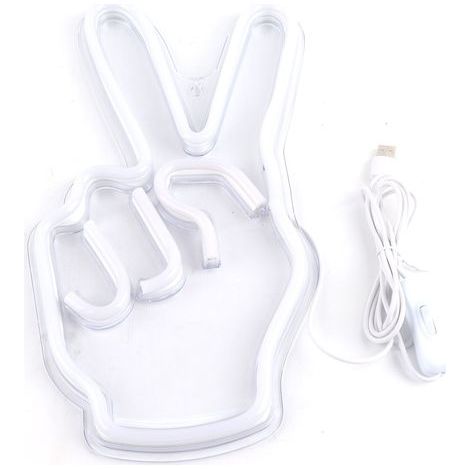 Lampe Néon Décorative LED USB Victoire Main, Plaque PVC, Lumière Douce, pour Salon ou Bureau (1/5)