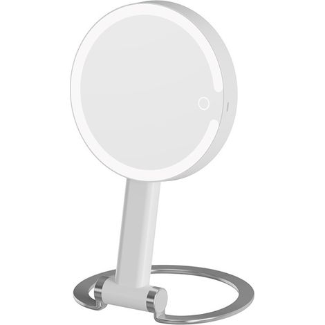 10-fach/1-fach beleuchteter Vergrößerungsspiegel, beleuchteter Schminkspiegel mit Vergrößerungsfunktion, doppelseitiger Stand-Schminkspiegel, wiederaufladbar, 3 Farben dimmbar, ideal für Reisen