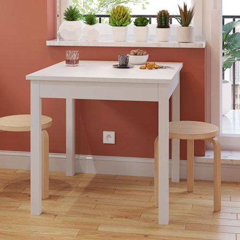 Mesa Fija Lofaka, 4 Plazas, Forma Cuadrada, Tablero en Madera Nobilitada, 80x80x76h cm Blanco (1/3)