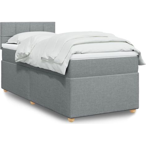 Boxspringbett mit Matratze Hellgrau 80x200 cm Stoff