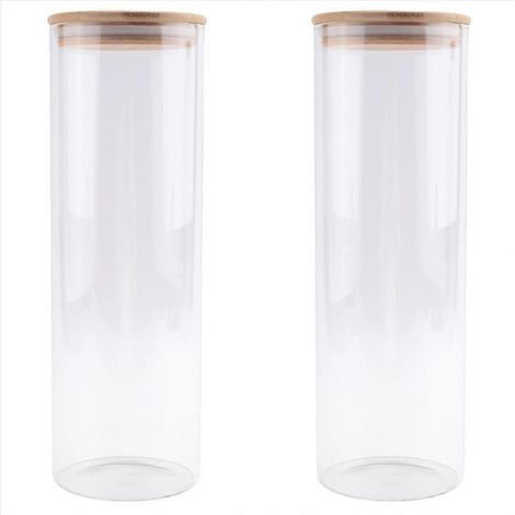 Lot de 2 bocaux en verre avec couvercles – boîtes de conservation alimentaire pour pâtes (1/5)