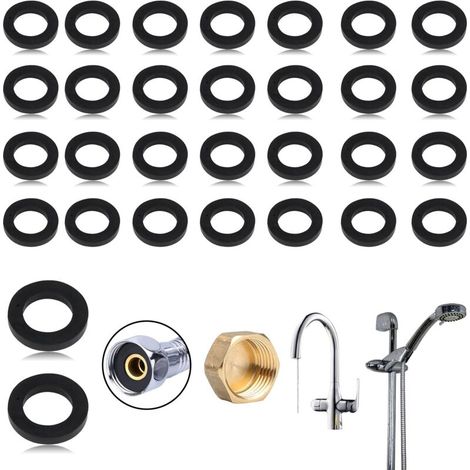 30 Joints Rondelle Caoutchouc 1/2" Pouceou 3/4" Pouce joint Caoutchouc Rond joint Robinet pour Joint Torique pommeau de douche,Douchette Douche Salle de Bain de Tuyau de Douche (Noir,1/2") (1/5)