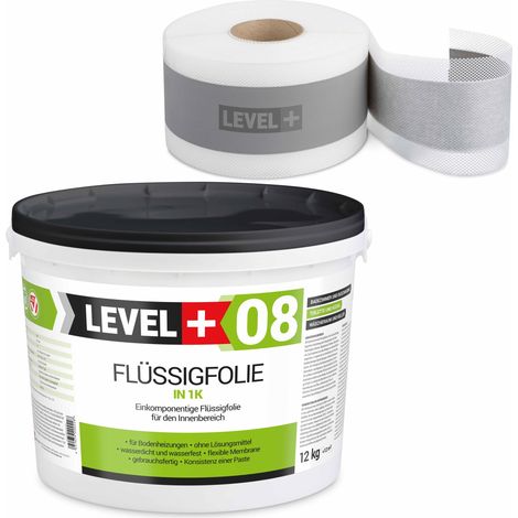 LEVEL+ Dichtset für Duschabdichtung Bad Dichtband Flüssigfolie 12kg SET16 (1/3)