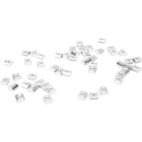 50 écrous coulissants carrés M4 en acier au carbone, norme européenne 20 (1/5)
