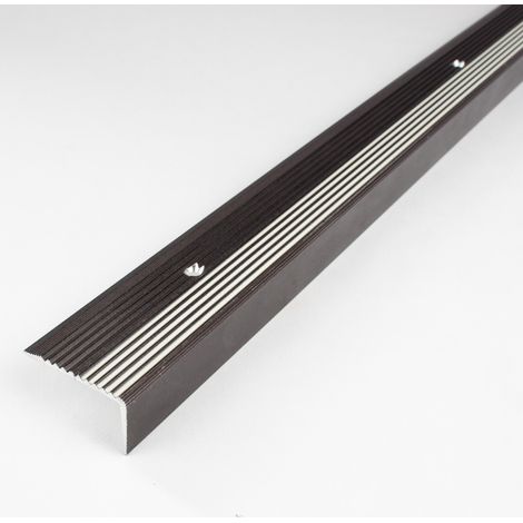 Treppenkante / Treppenkantenprofil / Winkelprofil (Größe 20 mm x 40 mm) aus Aluminium, mit abriebfester Spezialemaillierung und 5 nachleuchtenden Rillen, gebohrt, von Auer Metall-schwarz-1000 (1/4)