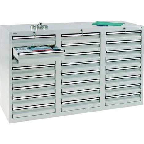 Schubladenschrank H900xB1500xT500mm lichtgrau/lichtgrau 24 Schubladen STUMPF (1/2)