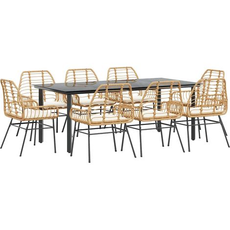 Maison Exclusive - 9-tlg. Garten-Essgruppe mit Kissen Braun Poly