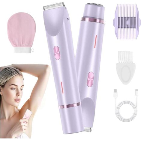 1 Rasoir Femme,Recharge USB,Étanche IPX7,Bikini,Jambes,Aisselles,Nez,Violet (1/5)
