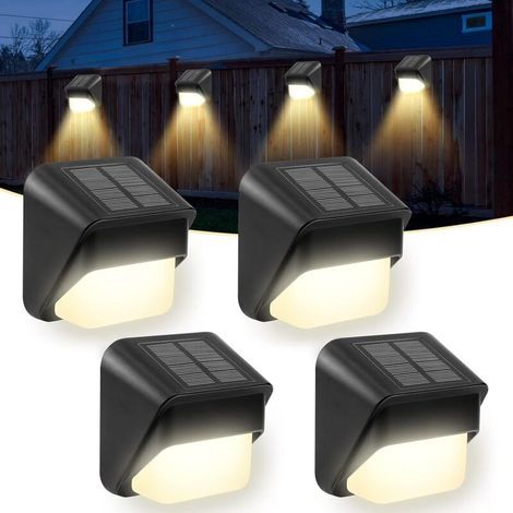 Lampe solaire de terrasse avec batterie Ni-MH 600 mAh, avec panneau 2 V, éclairage d'extérieur étanche IP65 pour escaliers, clôtures, allées, jardins et balustrades (4 pièces) (1/5)
