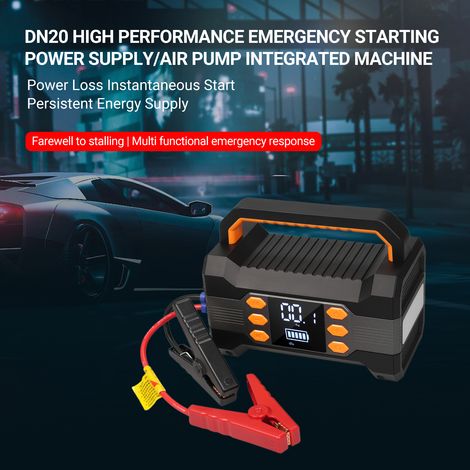 DN20 Démarreur de saut de voiture d'alimentation d'énergie de démarrage d'urgence d'automobile, courant de crête 1000A 20000 MAh démarreur multifonction extérieur automatique portable compresseur d'ai (1/5)