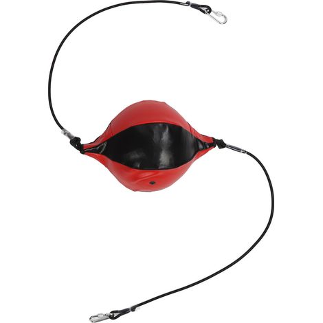 Sac de frappe double avec cordon de gonflage ajustable, en cuir PU, pour améliorer l'agilité et la vitesse. Noir et rouge. (1/5)