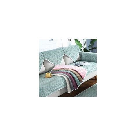 Weicher, gesteppter Sofabezug aus Fleece mit rutschfesten Silikonpartikeln, für Zweisitzer-Sofa, 1 Stück (grün, 70x70) - Crezuo