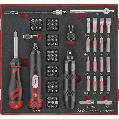 Jeu de douilles Foam2 tray PLAT- PH- PZ- TX- TPX- GR- HEX- Square 95 pièces Teng Tools TEDSD95 (1/2)