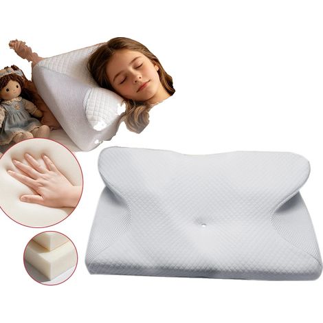 Oreiller en Mousse à Mémoire, Design Ergonomique, Soulagement de la Douleur, BLANC (1/2)