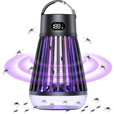 Lampe Anti Moustique 2000V,multifonctionnel 2-en-1 lampe,trois ensembles d’ondes lumineuses violettes,IPX5 Étanche