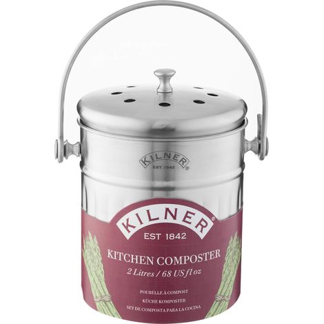 Kilner - Compostiera da Cucina, in Acciaio Inox, 2 l, Colore: Argento (1/4)