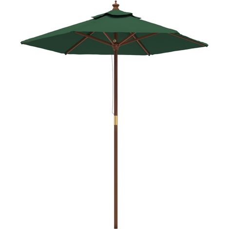 Parasol de jardin avec mât en bois vert 196x231 cm
