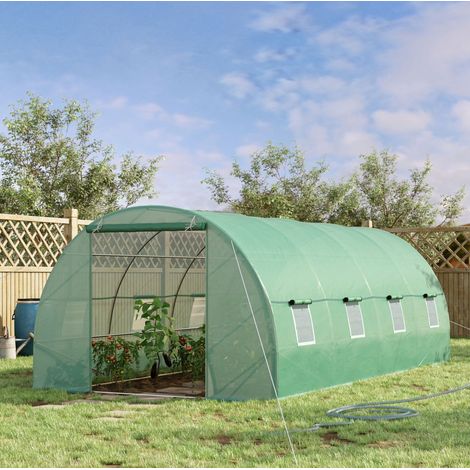 Invernadero túnel para tomates de acero y PE verde 5,95 x 3 x 2 m (1/5)