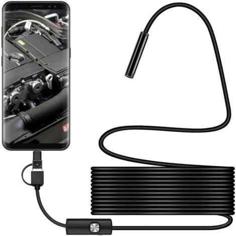 Caméra d'inspection serpent USB, endoscope USB C étanche IP67, caméra de type C avec 6 lumières LED réglables pour Android, XP, w7, w8, VISTA, W10 (1/3)