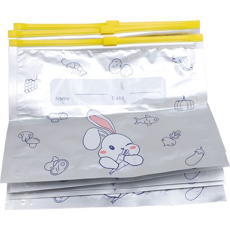 Lot de 10 sacs de congélation en aluminium, étanches et refermables, pour la conservation des aliments (restes, préparation des repas), format M (23 x 17 cm). (1/5)