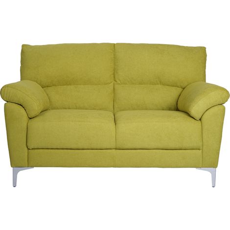 Divano in tessuto a 2 posti 146 cm braccioli imbottito GIADA Verde (1/5)