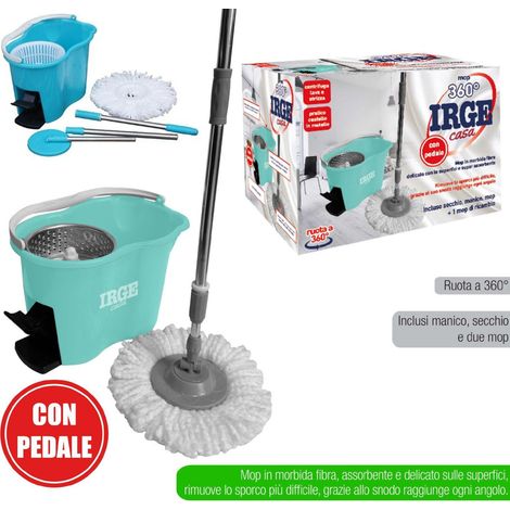 TrAdE Shop Traesio - Rotating Roto Mop Mocio Rotante In Microfibra Con Secchio Strizzatore Filtrante -