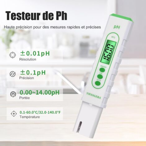 pH-mètre, testeur de pH, précision 0,01, pH-mètre électronique de haute précision avec fonction de compensation automatique de température. (1/3)