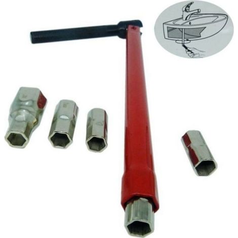 Clé à robinet 13 mm avec 5 embouts 8-12 mm – Accès facile aux écrous de mélangeur – Pour espaces restreints (1/5)