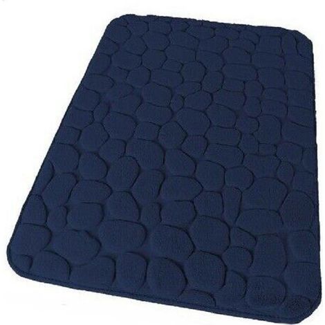 Cleafe - Tappeto Tappetino Per Bagno Arredo 45 X 75 Cm Effetto Sassi Blu In Tessuto 69894 - (1/2)