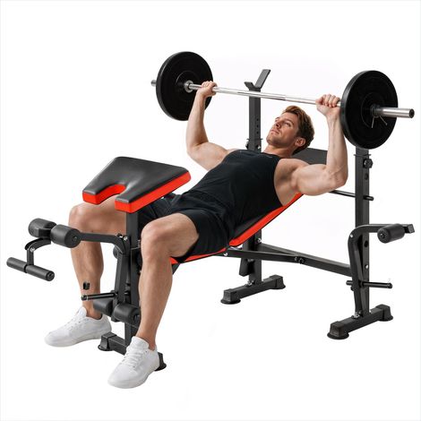 Vélo d'appartement Banc de musculation 6-en-1 avec rack (1/5)