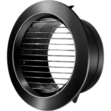 Round ventilation grille, straight louvered version, for kitchens and bathrooms, for openings 150 mm in diameter, black (1/4)