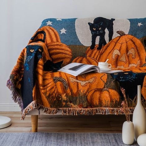 Couverture en fil à pampilles d'halloween, serviette de canapé, couverture complète simple, tapis de pique-nique YMYNY (1/5)