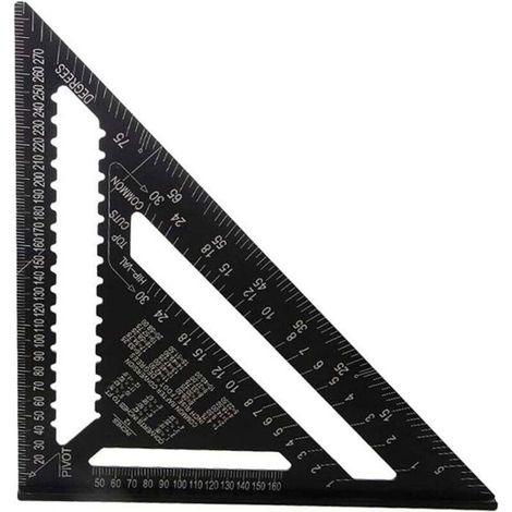 Équerre de menuisier en aluminium - - 30 cm - Haute précision - Règle triangulaire 5 en 1 - Mesure d'angle 0° à 90° ODIPIE (1/4)