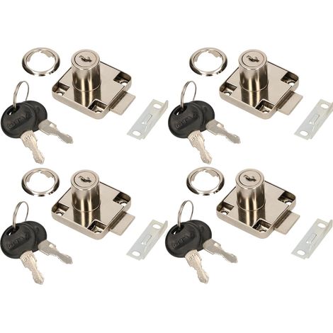 KOTARBAU Lot de 4 serrures de meuble 40 x 40 mm à visser pour portes de meubles et tiroirs
