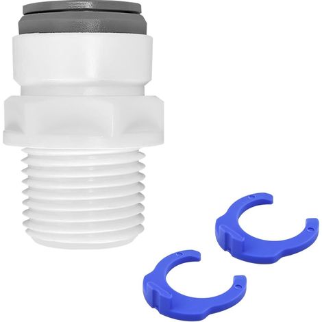 1 Pièces RO Raccord Osmoseur de Filtre à Eau, 1/2" Fileté Mâle to 1/2" Poussée en Rapide Connecteur, Connecteur pour Réfrigérateur Tuyau (1/5)