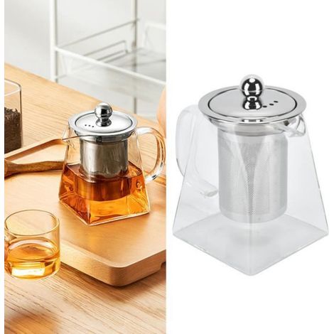 Théière - - Verre Transparent - Filtre Amovible Acier Inoxydable 304 - Compatible Lave-Vaisselle (1/4)