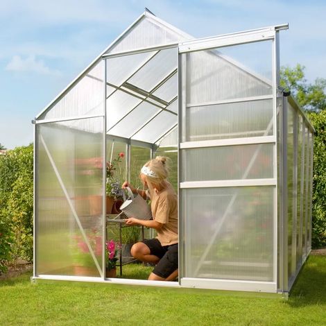 Serre de jardin Aluminium 250 x 185 x 195 cm avec Fondations (1/5)